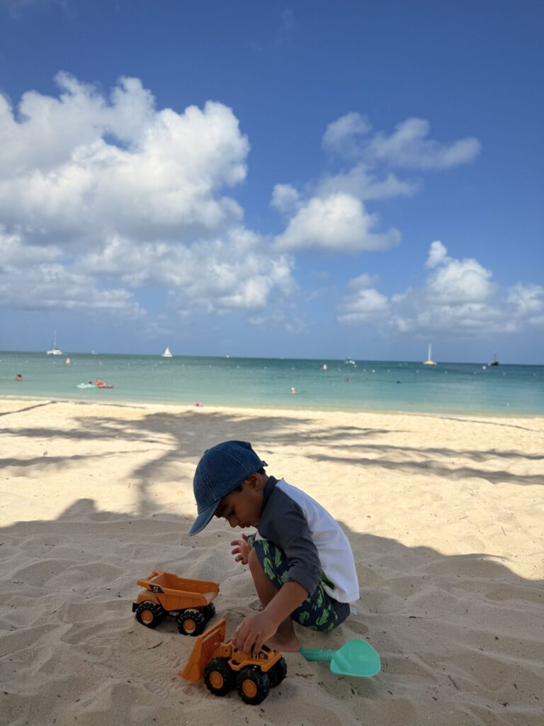 aruba beach with a kid